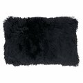 Saro 12 x 20 in. Classic Fax Fur Oblong Throw Pillow with Poly Filling, Black 1601.BK1220BP